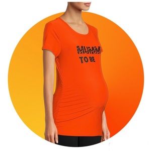 Time and Tru New Maternity Orange Short Sleeves Graphic Tee Shirt SZ XL (16-18)